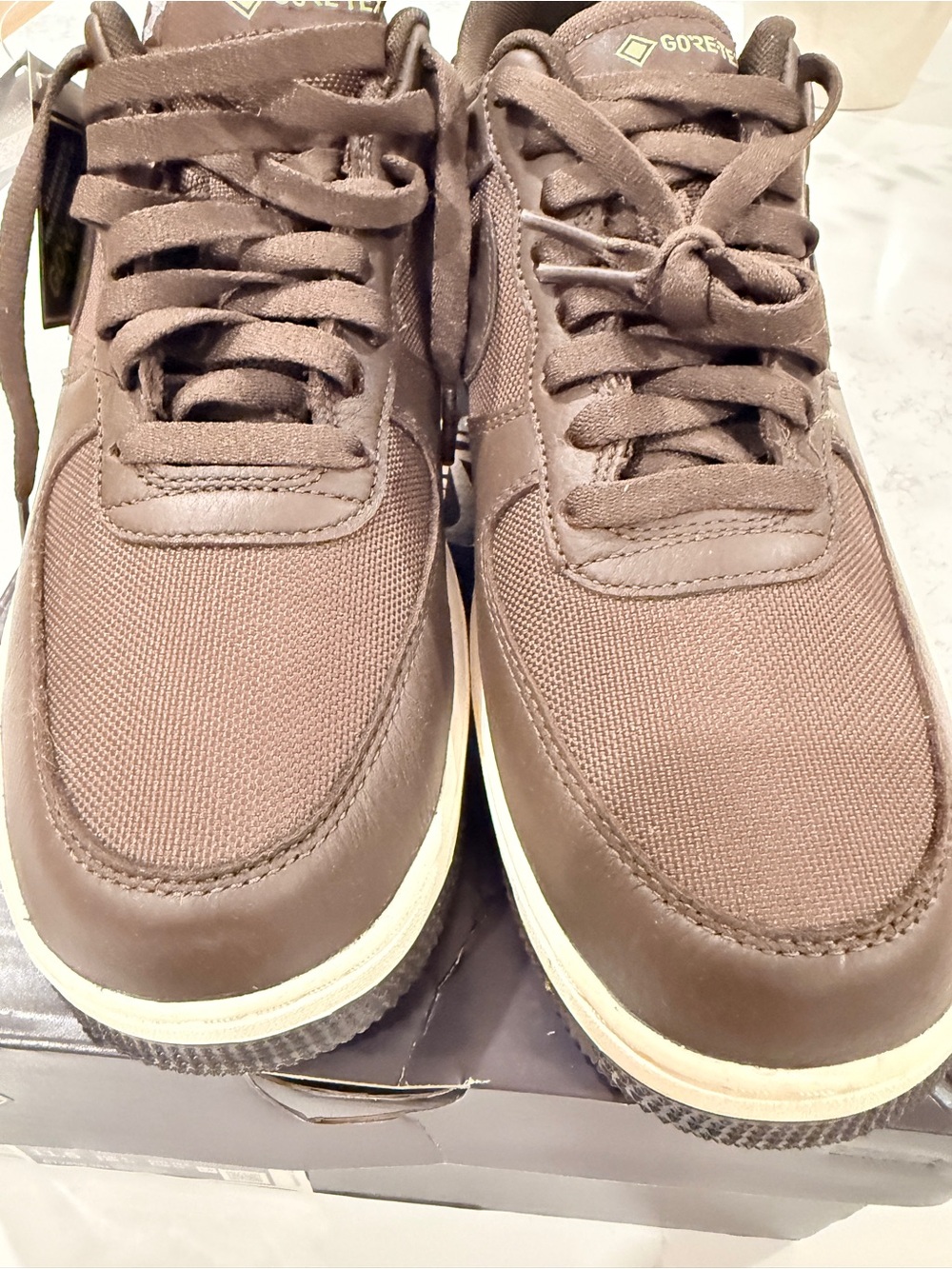GORE-TEX Men's Brown Mesh & Leather-Look Sneakers